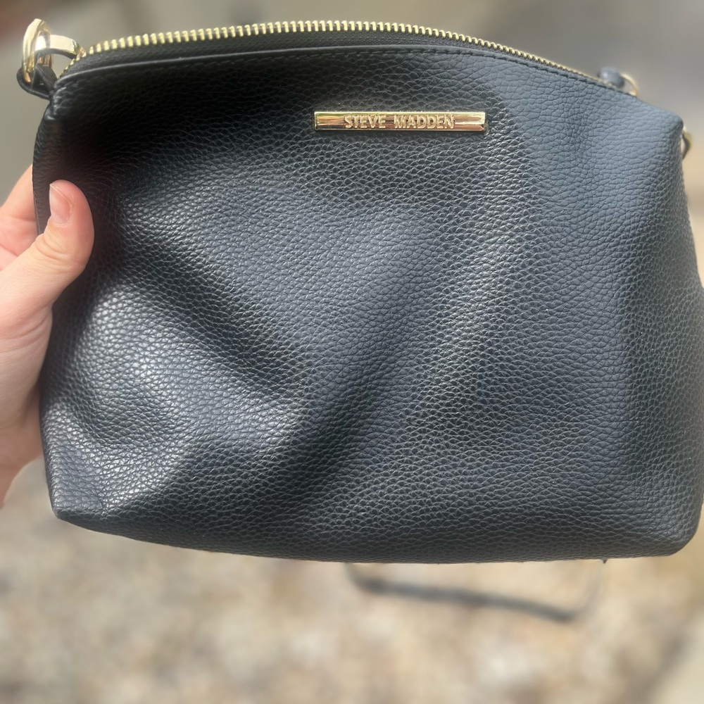Steve Madden Black Pebbled Leather Crossbody Bag